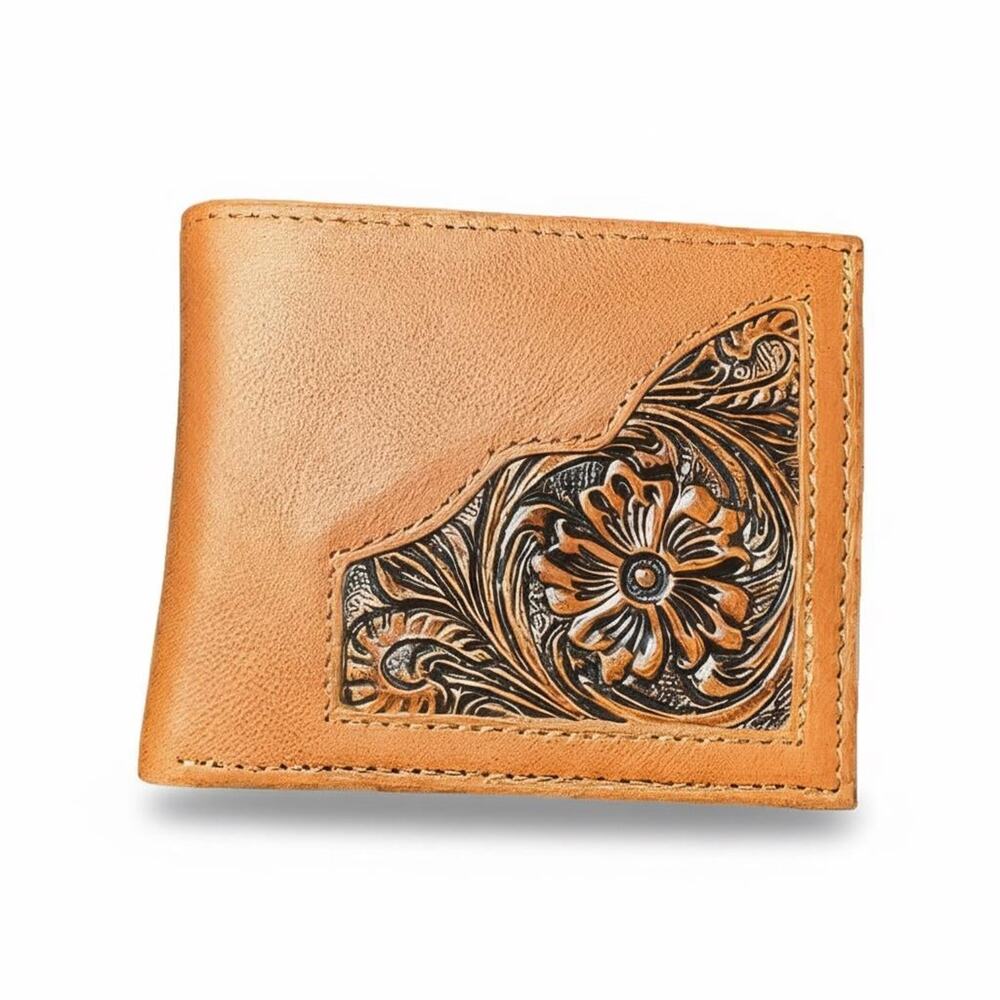 Handcrafted Floral Bi-Fold Wallet 3.5" x 8.75"